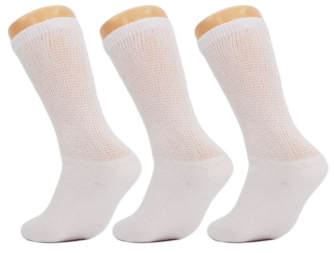Diabetic Crew Socks Loose Fit Non-Binding Cotton Crew Diabetes Socks 3 Pairs